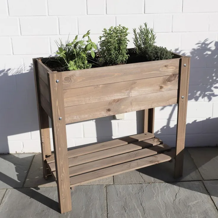 dynamic24 Holz Hochbeet Pflanzkasten Garten Pflanzbeet Gemüse Kräuter Beet Kräuterbeet