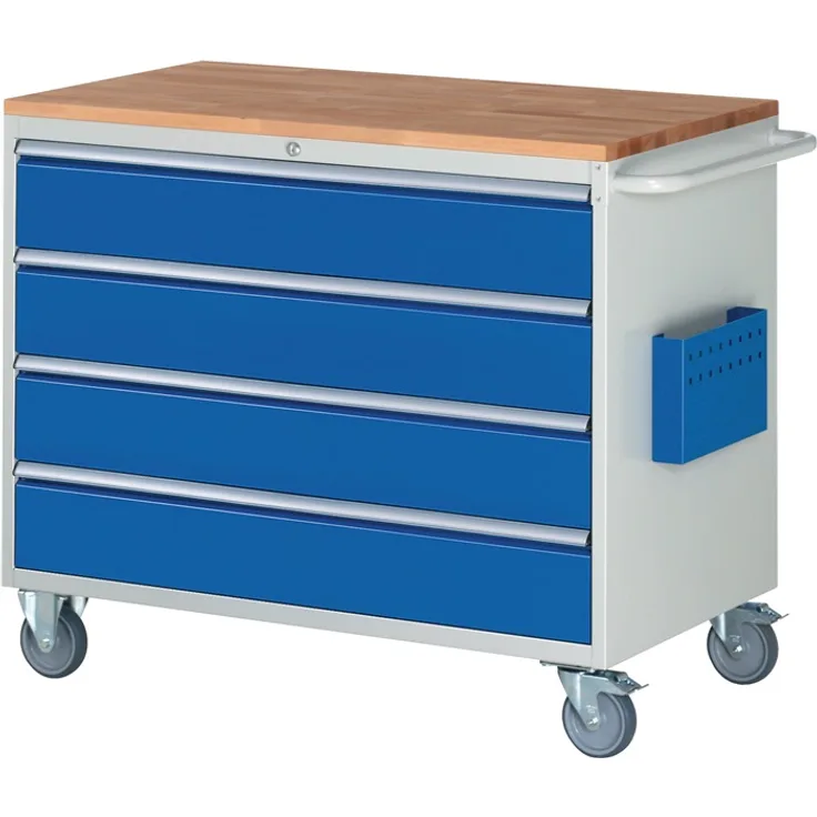 Werkstattwagen Buchenplatte H975xB1145xT650mm grau-blau Anz.Schubl.xH 4x180mm