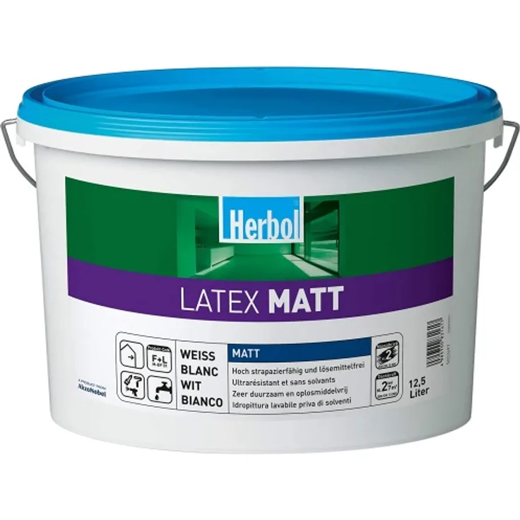 Herbol Latex Matt Innenfarbe Innenweiss weiss 12,5 ltr Wandfarbe Latexfarbe