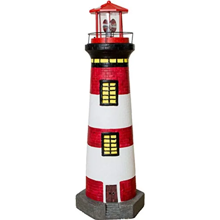 Beach & Pool Solar-Leuchtturm, rot/weiß, 82 cm