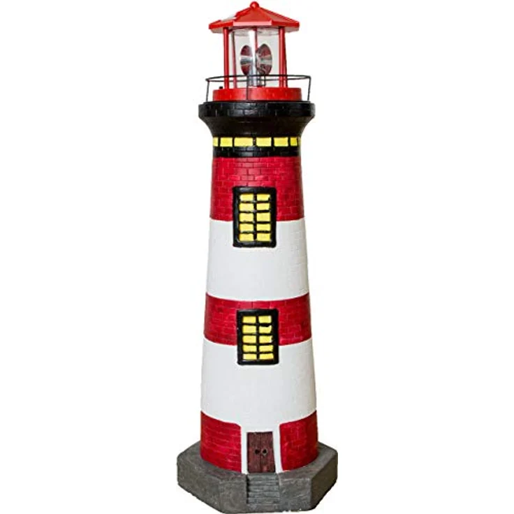 Beach & Pool Solar-Leuchtturm, rot/weiß, 82 cm