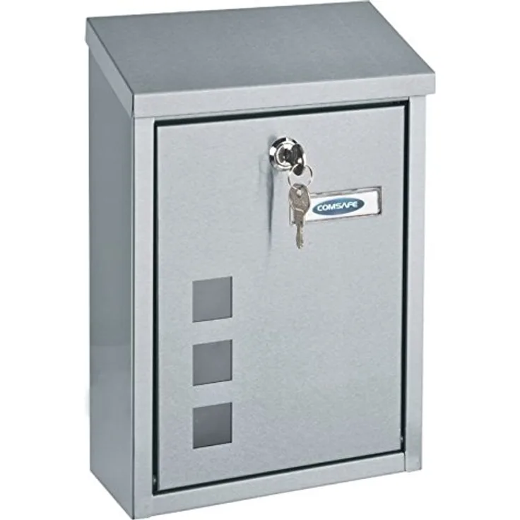 Rottner T06047 Casa INOX Design-Briefkasten aus gebürstetem Edelstahl, mit Sichtfenster, Zylinderschloss 2 Schlüssel und Schutzklappe, Inklusive Montagematerial