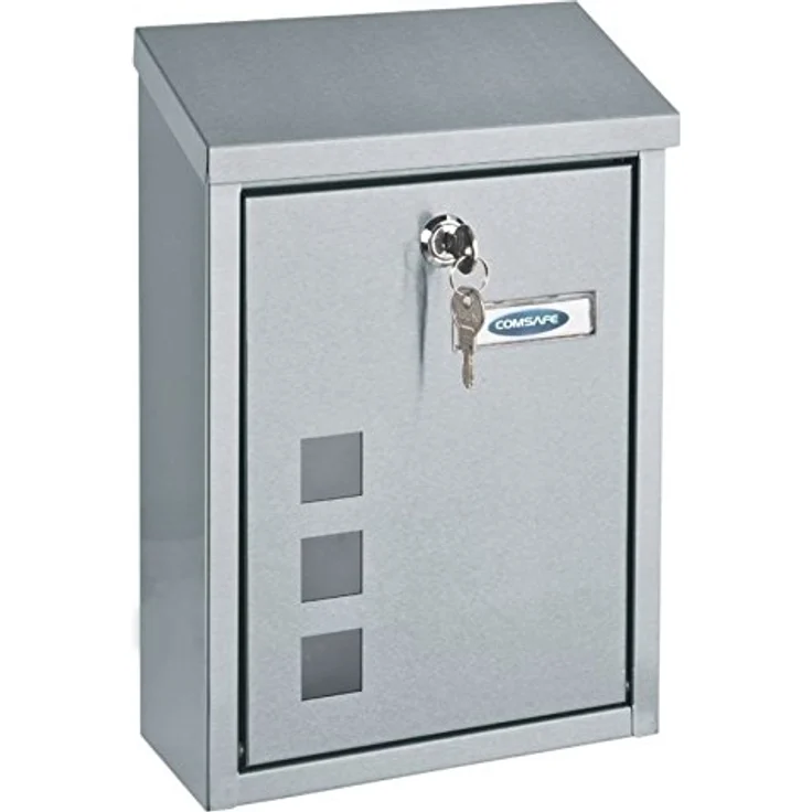 Rottner T06047 Casa INOX Design-Briefkasten aus gebürstetem Edelstahl, mit Sichtfenster, Zylinderschloss 2 Schlüssel und Schutzklappe, Inklusive Montagematerial – Bild 1