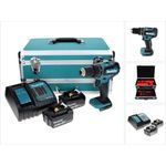 Makita DHP485SFTX Akku Schlagbohrschrauber 18 V 50 Nm Brushless + 2x Akku 3,0 Ah + Ladegerät + 70 tlg. Bit Bohrer Set + TX Alu Koffer