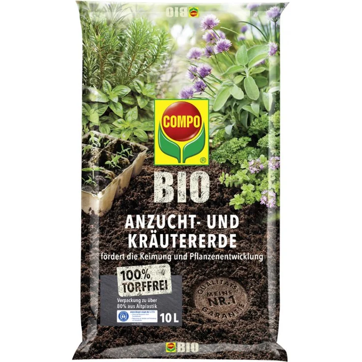 COMPO Bio Anzucht- und Kräuter-Erde torffrei 10 Liter – Bild 1