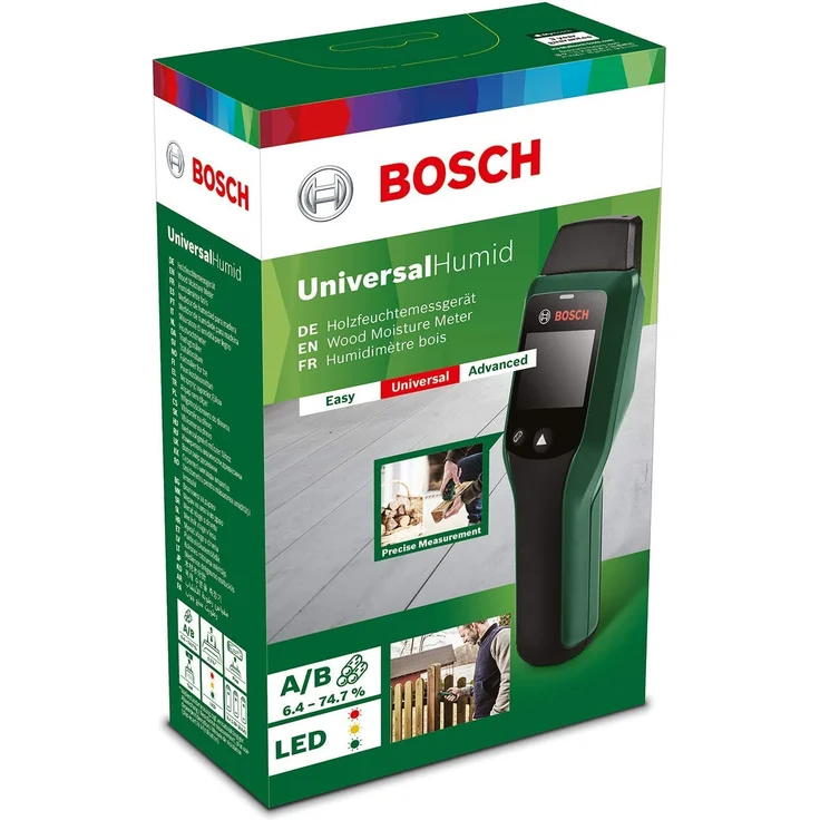 Bosch UniversalHumid Holzfeuchtemessgerät Holzfeuchtigkeit Einstichmessung LCD Abschaltautomatik mit Batterien – Bild 5
