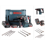 Bosch Professional GBH 18V-26 Akku Bohrhammer SDS-Plus + 2x Akku 5Ah + Ladegerät + Bohrer und Meißel Set + L-Boxx