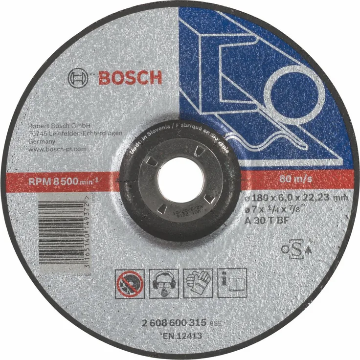 Bosch Professional 2608600315 Schleifzubehör Schruppsch.180 x 6 mm F.Stahl
