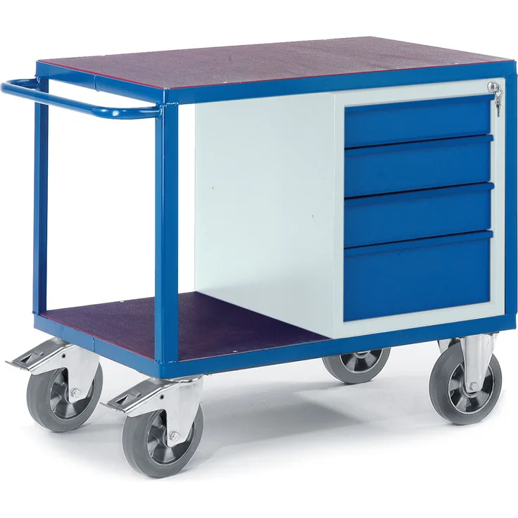 Rollcart 07-4308-S Schwerlast-Werkstattwagen mit Schubladenschrank, RAL5010 enzianblau