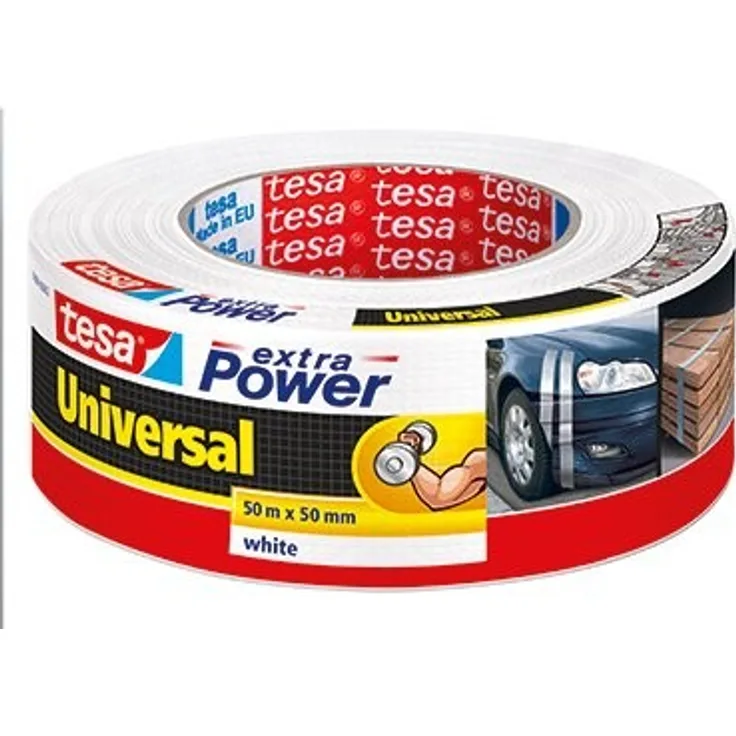 tesa extra Power Klebeband Universal 50 m x 50 mm, weiß