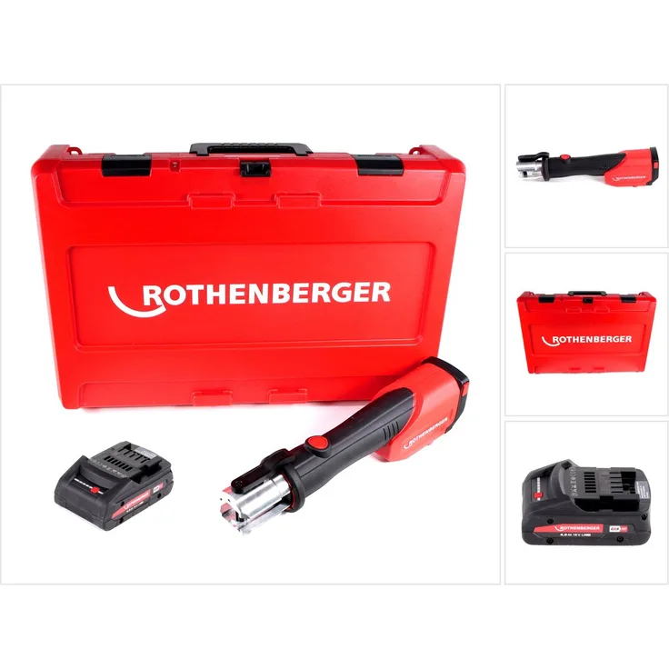Rothenberger ROMAX 4000 Akku Pressmaschine 18 V Li-Ion elektrohydraulisch im Transportkoffer mit 4 Ah Akku, ohne Ladegerät