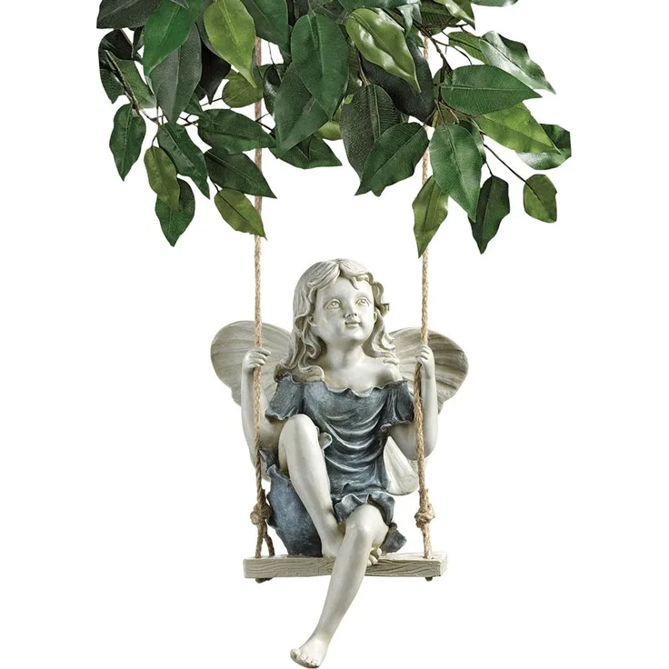 Design Toscano Fee auf einer Schaukel - Figur, Maße: 14 x 19 x 29 cm