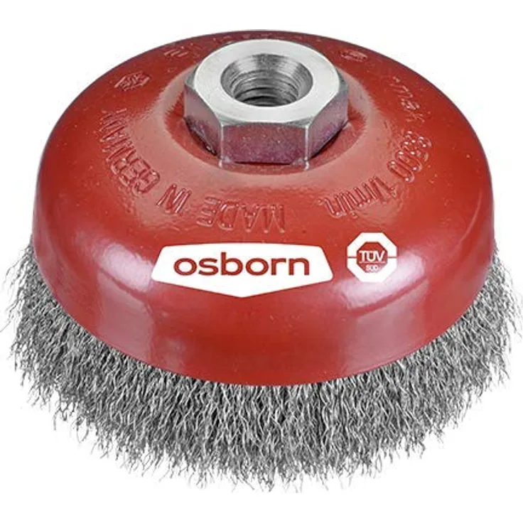 Osborn 2613164 AR0002613164 Winkelschleifer 180 mm, Topfbürste D100 mm Gewinde M14x2,0 gewellter Stahldraht 0,30 mm geprüft