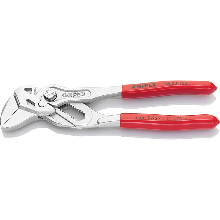 KNIPEX 86 03 150 Zangenschlüssel Zange und Schraubenschlüssel in einem Werkzeug mit Kunststoff überzogen verchromt 150 mm – Bild 1