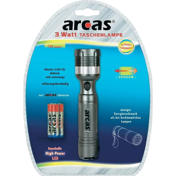Arcas LED-Taschenlampe Watt-Taschenlampe grau – Bild 2
