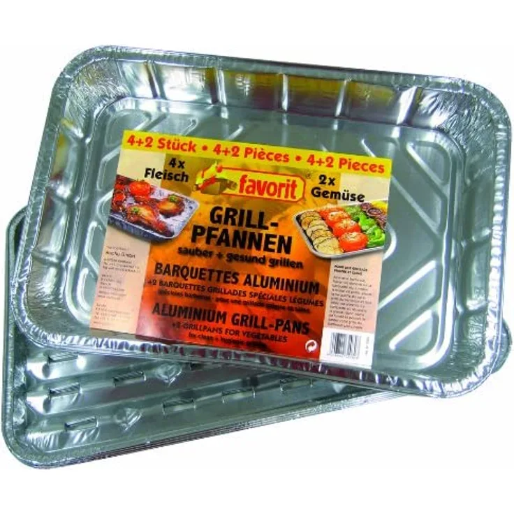 Favorit 2080 6 Alu Grillpfannen Set 2 Größen Grillschalen