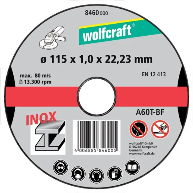 wolfcraft 3 Trennscheiben Inox ø 115x1,0x22,2 mm