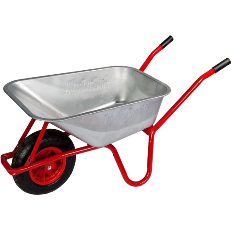 Pro-bau-tec Schubkarre 100 Liter verzinkt, roter Rahmen