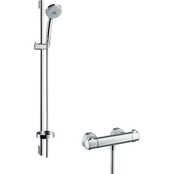 hansgrohe Croma 100 Thermostatset, 0,90m, 3 Strahlarten, Chrom