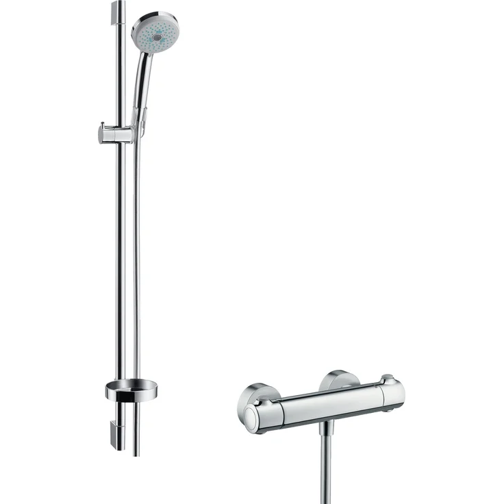 hansgrohe Croma 100 Thermostatset, 0,90m, 3 Strahlarten, Chrom – Bild 1
