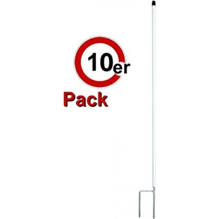 Göbel Kunststoffpfahl 19 mm rund weiß Länge 138 cm Doppelspitze 10 Stück 10652