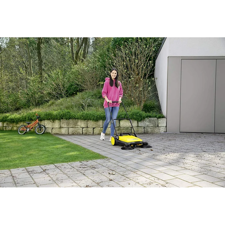 Kärcher S 4 Twin 2-in-1 Kehrmaschine schwarz gelb 20 Liter mit 2 Paar Seitenbesen 68 cm Handkehrmaschine – Bild 5