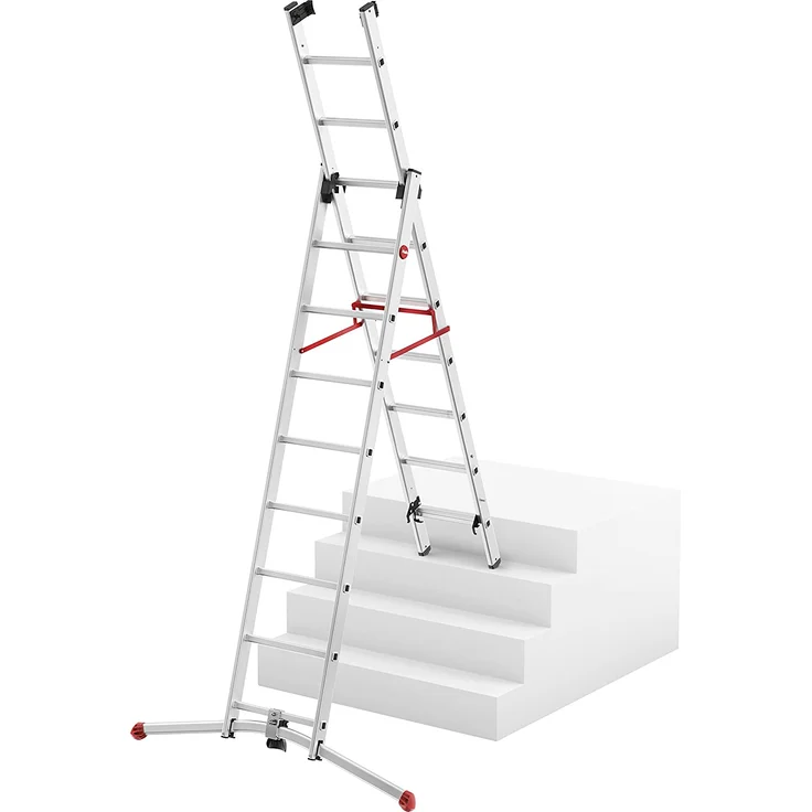 Hailo S100 ProfiLOT, Aluminium Kombileiter 3-teilig, 2x6 + 1x5 Sprossen – Bild 3