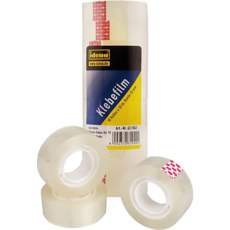 Idena 631042 Klebefilm, 33 x 15 mm, 10 Stück, transparent