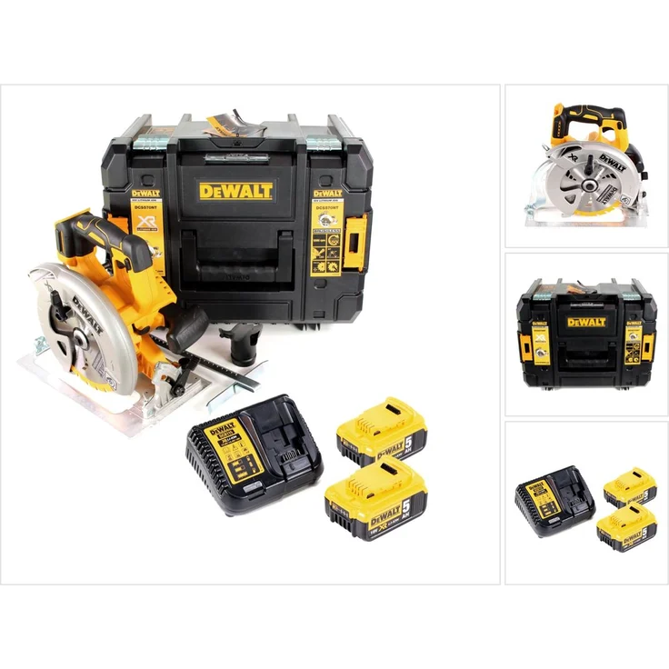 Dewalt DCS570P2-QW Handkreissaege 18V, 1 W, 2 x 5,0 Ah Akku, mit Schnellladegerät – Bild 1