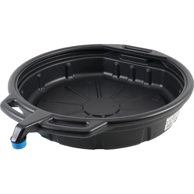 BGS 9980 Durchmesser: 570 mm | Höhe: 120 mm | Material: HDPE | schlagfest Öl-Auffangwanne mit Ausgießer 15 l
