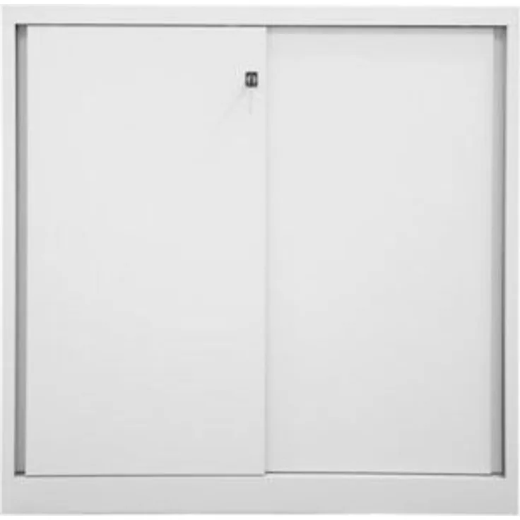 Bisley Schiebetürenschrank ECO - 2 Fachböden, 3 Ordnerhöhen - lichtgrau |