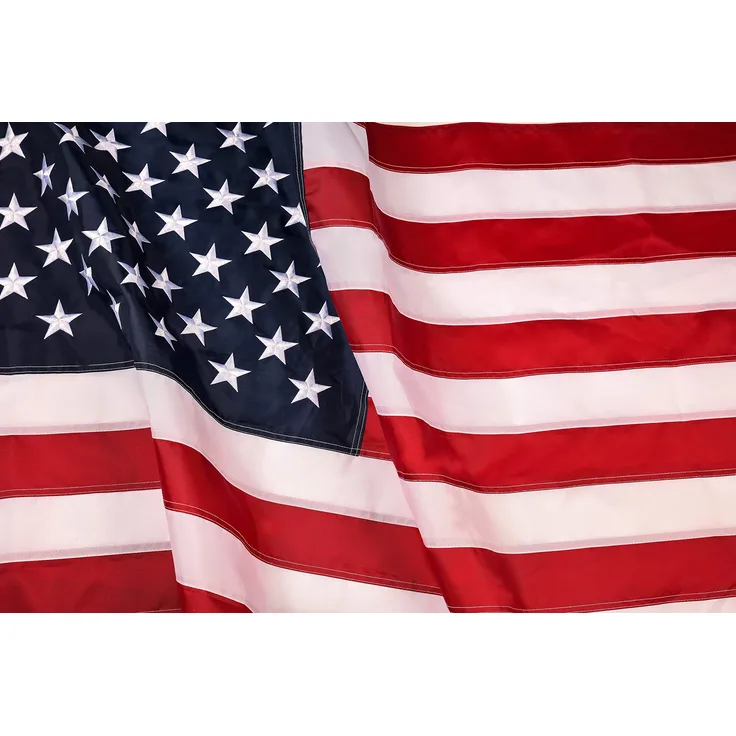 American Flagge: Am längsten uns Flagge aus Nylon eingestickte Sterne genäht Streifen UV-Schutz Perfekt für Draußen. USA Flagge, Nylon, 5x8 FT