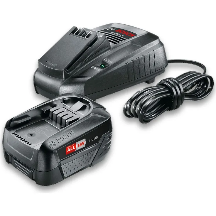 Bosch Akku und Ladegerät Starter Set 18V (18 Volt System, 4.0Ah Batterie, Ladegerät, im Karton)
