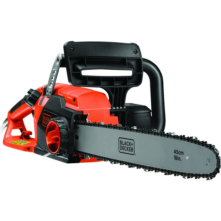 Black+Decker Elektro-Kettensäge - 2200W, 45 cm Schwertlänge, 12,5 m-s Kettengeschwindigkeit, rückschlagarm Kettenbremse CS2245
