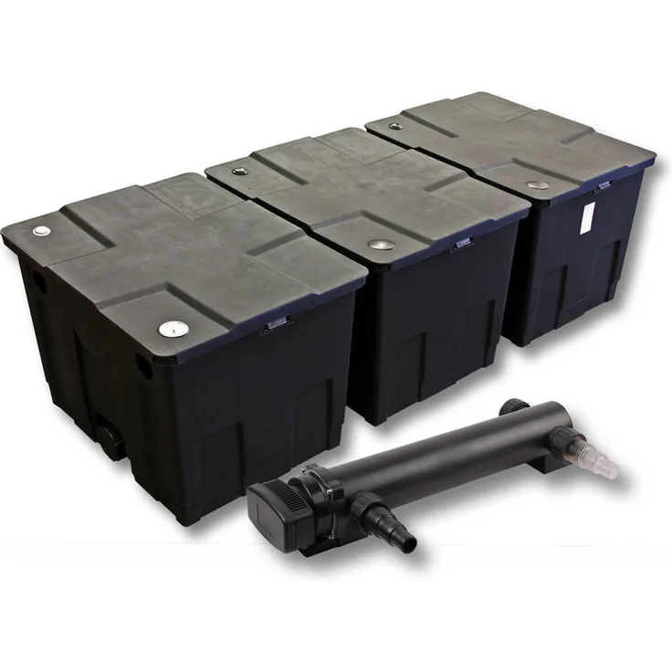 WilTec SunSun 3-Kammer Filter Set für 90000l Teich mit 24W UVC 3er Teichklärer