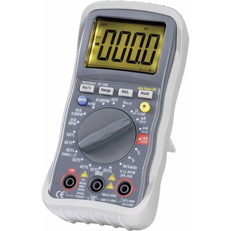 VOLTCRAFT AT-200 Hand-Multimeter digital KFZ-Messfunktion CAT III 600V Anzeige Counts: 4000