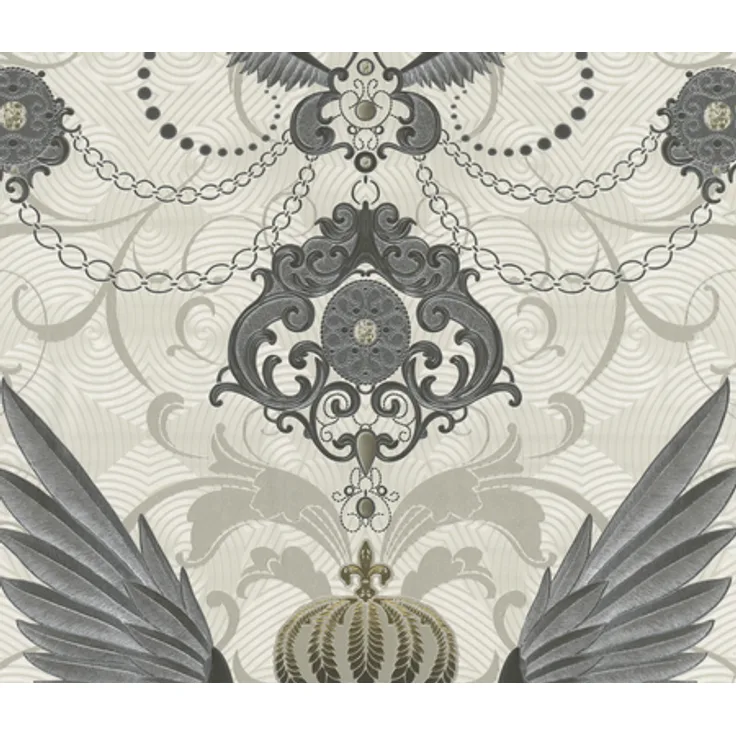 Vliestapete Glööckler Imperial, beige-silberfarben, strukturiert