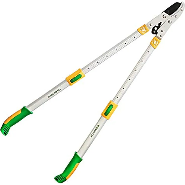 GRÜNTEK Teleskop AMBOSS-Astschere XT 685-1015 mm, gehärtete Klinge 78 mm, 7-Fach verstellbare Griffe. SMART-Cut Baumschere mit 90 Tage Zufriedenheits- 