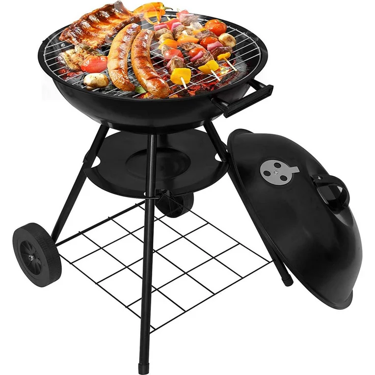 Holzkohlegrill mit Räder für Garten Camping, Schwarz, 41,5 cm – Bild 1