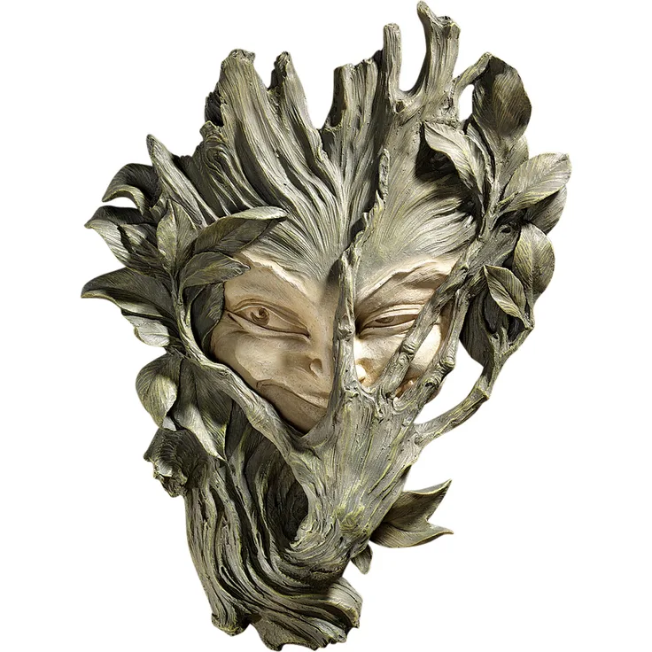 Design Toscano Scheuer Holzelfe, Wandskulptur