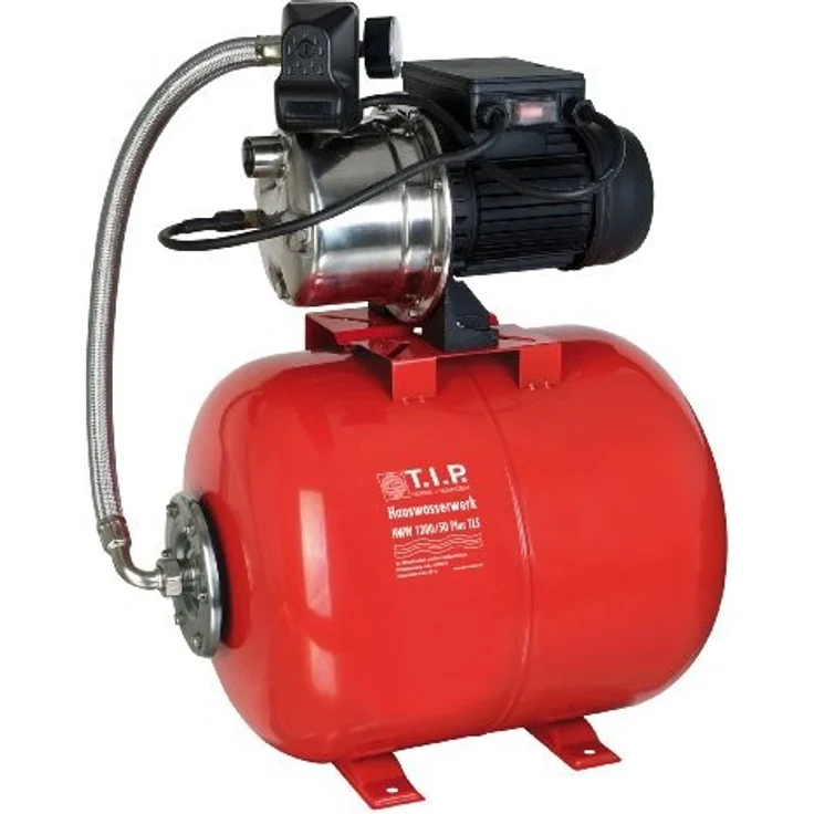 T.I.P. 31311 Hauswasserwerk HWW 1300-50 Plus TLS mit Trockenlaufschutz und 50 Liter Tank Hauswasserpumpe 4.200 l/h 9 m|50 m 5 bar
