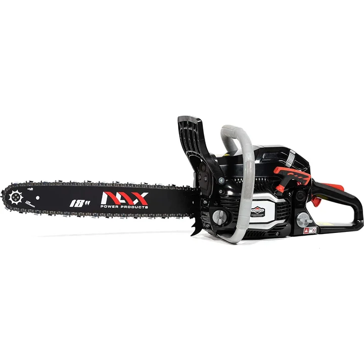 NAX POWER PRODUCTS 400C Motor 51,5 cm3 1,8kW Führungsschiene 18'' 45cm Anti-Rückschlag-System Low Kickback Briggs & Stratton Lizenzware Benzin-Säge Kettensäge, Schwarz – Bild 1