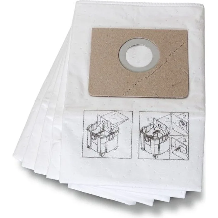 FEIN 31345062010 Vliesfiltersack für Dustex 25L, 5 Stück, Beige, Weiß