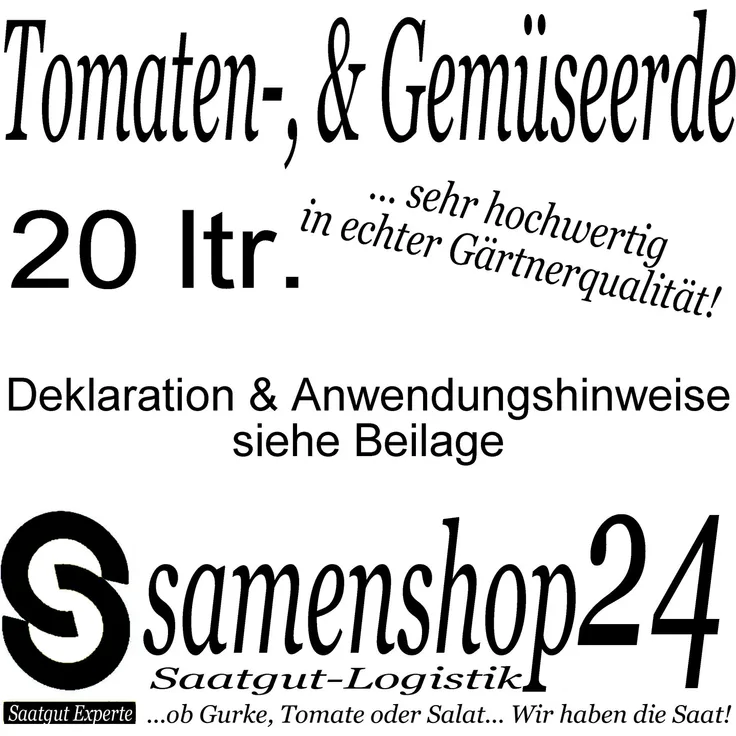 Samenshop24 3 Säcke a 20ltr Tomatenerde Gemüseerde in Gärtnerualität