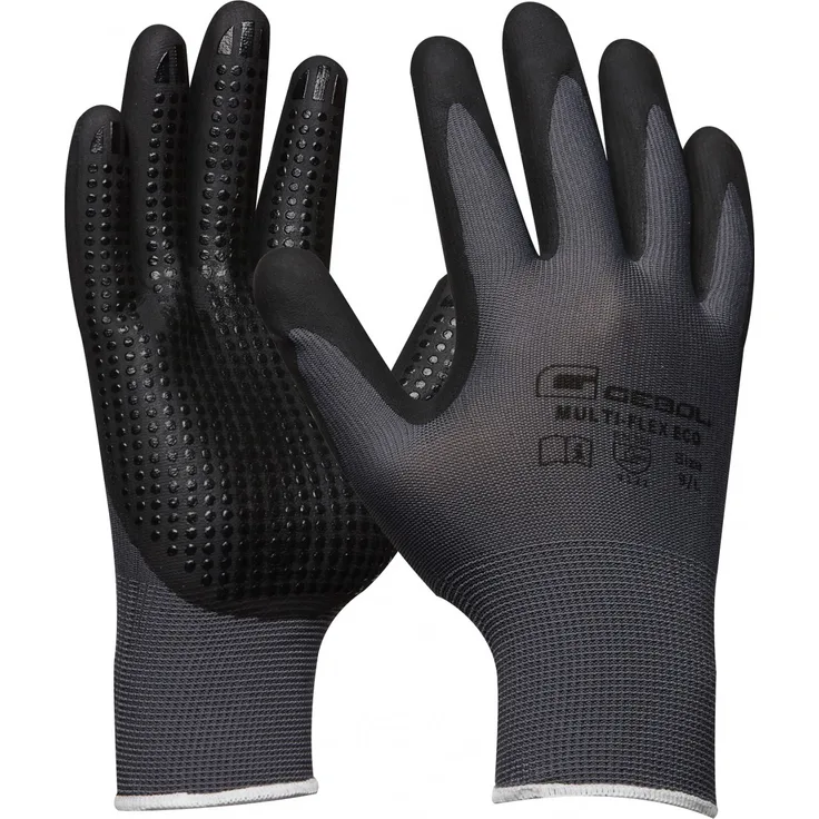 Arbeitshandschuh MULTI FLEX ECO | Größe 10 (XL) | Polyester, Nitril Beschichtung mit Noppen| 1 Paar