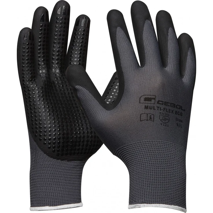 Arbeitshandschuh MULTI FLEX ECO | Größe 10 (XL) | Polyester, Nitril Beschichtung mit Noppen| 1 Paar