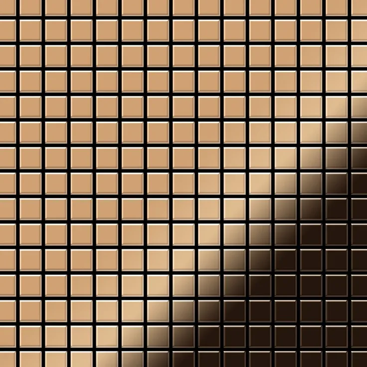 Mosaik Fliese massiv Metall Titan hochglänzend in kupfer 1,6mm stark ALLOY Mosaic-Ti-AM 1,04 m2