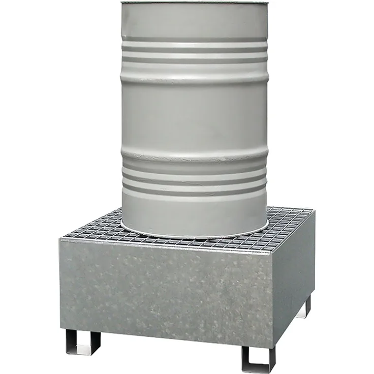 LACONT Auffangwanne 210l L810xB820xH450mm Stahlbl.m.Gitterrost silber