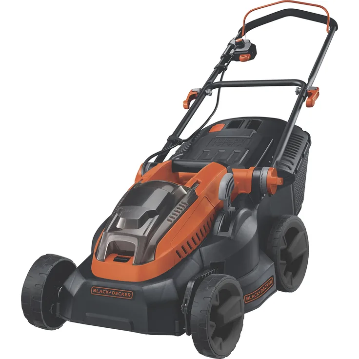 Black+Decker Akku-Rasenmäher (36V, 2.0Ah, 38 cm Schnittbreite, für mittlere Rasenflächen bis 250 m², 6-fache Höhenverstellung, inkl. Akku, 90-Min Schnellladegerät, 35l Fangkorb) CLM3820L1