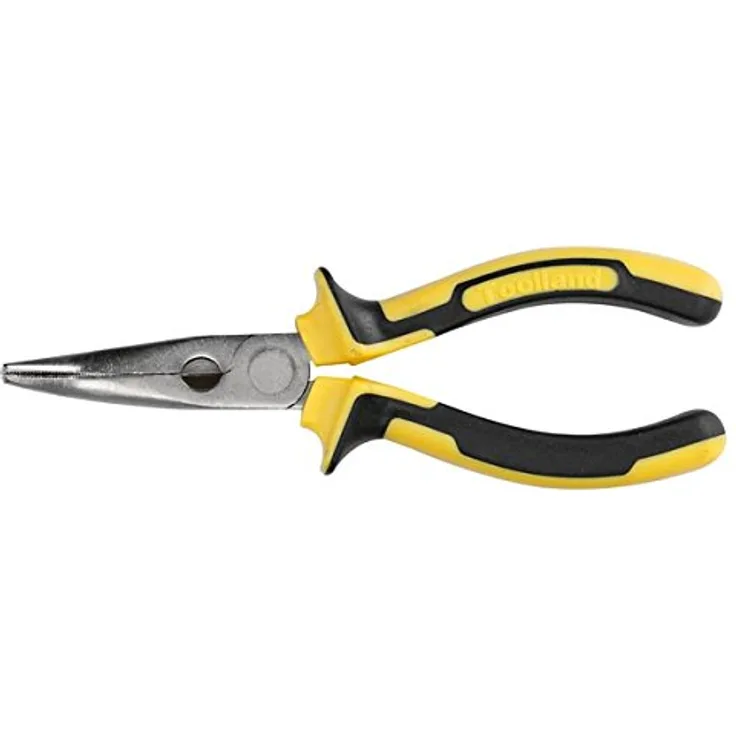 TOOLLAND - HP07N Chrom-Vanadium-Stahl Gebogene Spitzzange, 165 mm Länge, Schwarz-Gelb 176721
